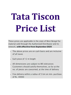 Tata Tiscon 550 SD Today Price List English