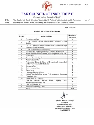 AIBE Exam 2025 Syllabus 