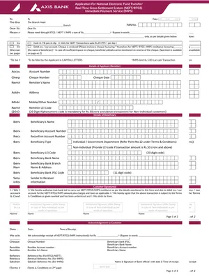 Axis Bank RTGS Form 2025 