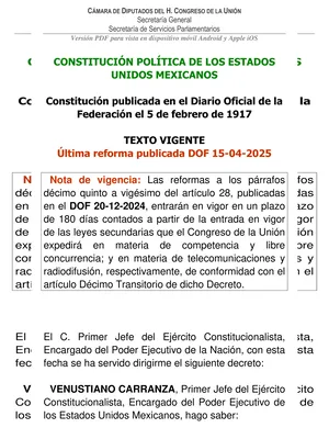 Constitución Política de los Estados Unidos Mexicanos