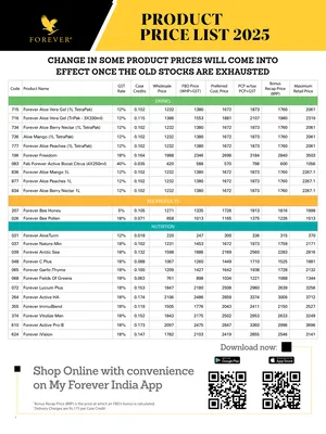 Forever Living Products New GST Price List 2025