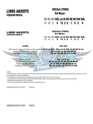 Libro Abierto Letra Y Acordes English