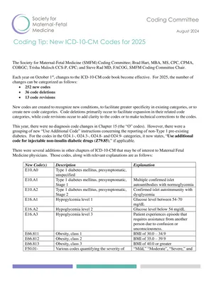 List of New ICD-10 Codes for 2025 English