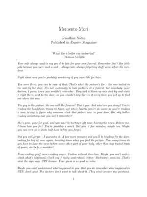 Memento Mori English