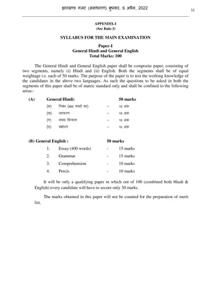 JPSC Main Syllabus English