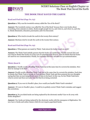 The Book That Saved The Earth Questions and Answers English