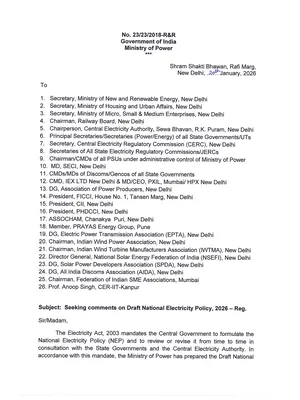 Draft National Electricity Policy (NEP) 2026 English