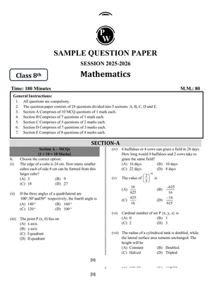 Class 8 Maths Question Paper with Solutions English