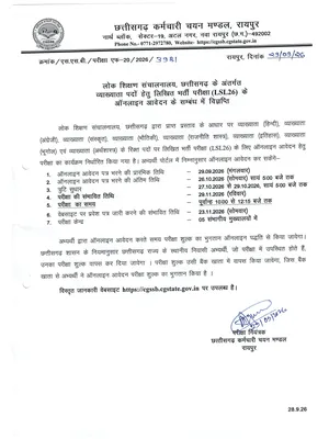 CG Vyapam 2026 Vacancy Notification English