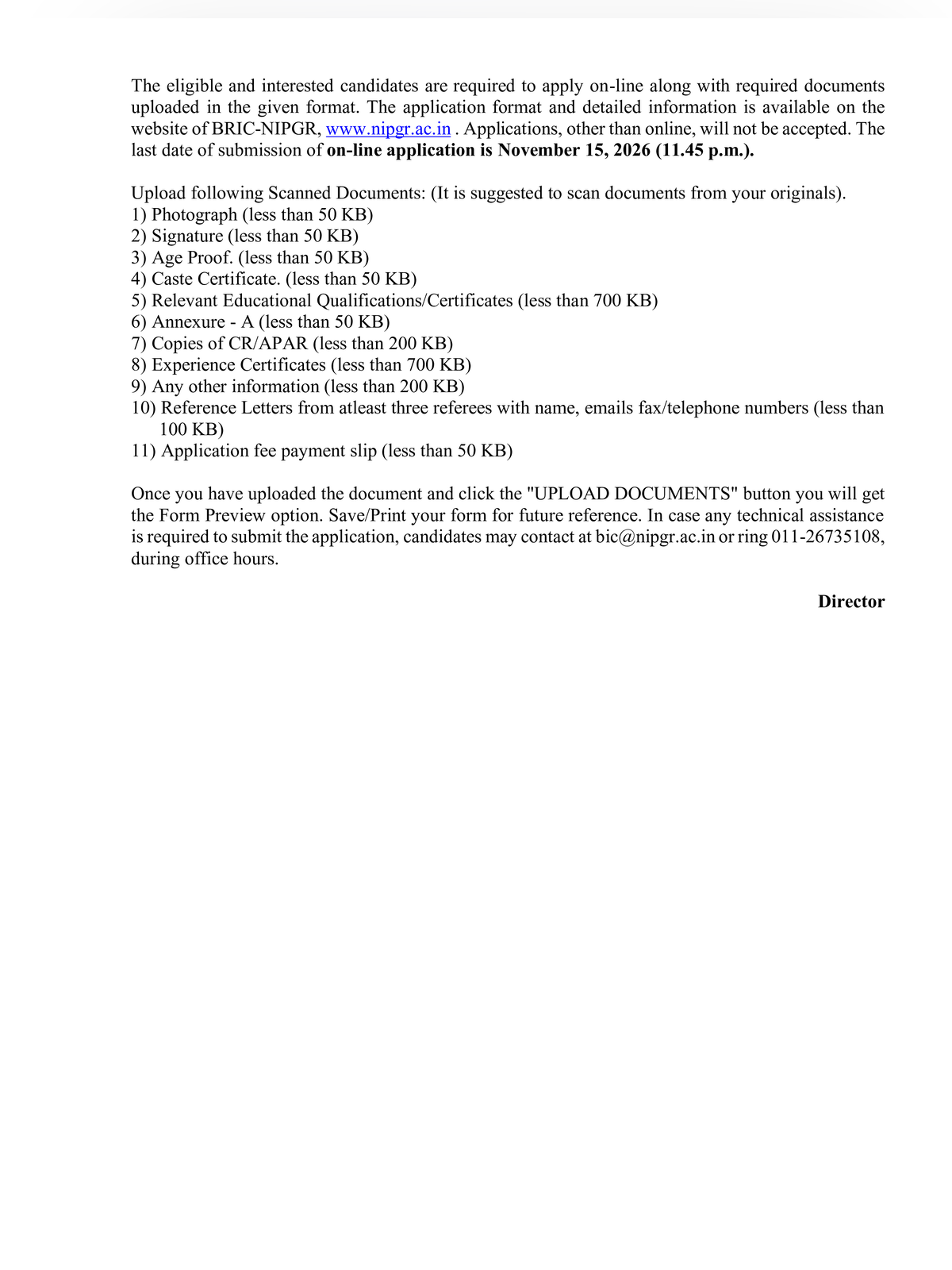 BRIC Recruitment 2026 Notification page 3