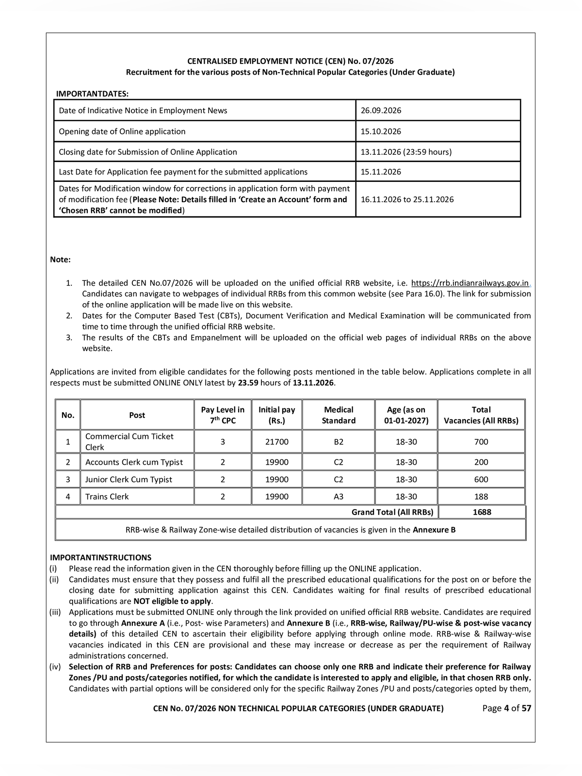 RRB NTPC Recruitment Notification 2026 page 4