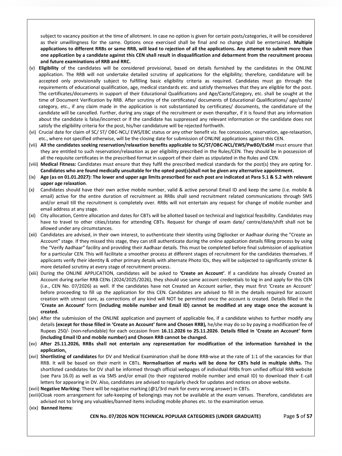 RRB NTPC Recruitment Notification 2026 page 5