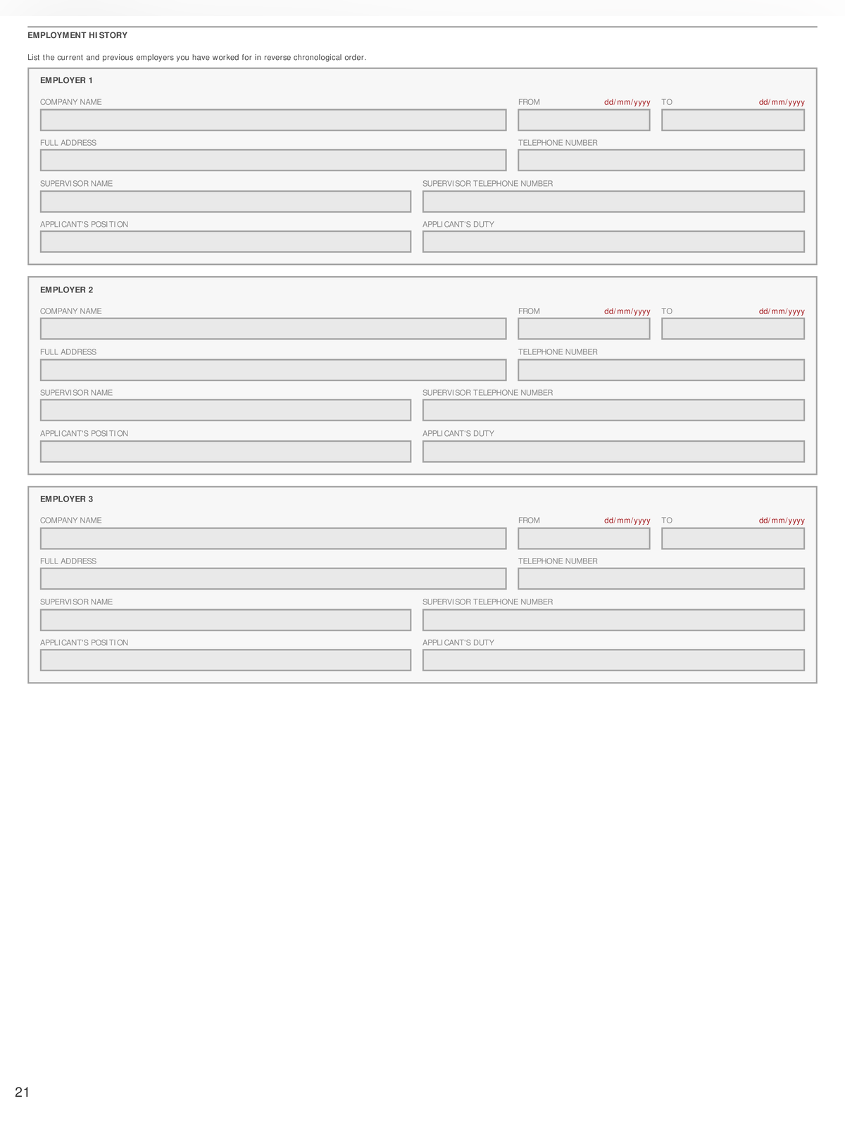 China Visa Application Form page 5