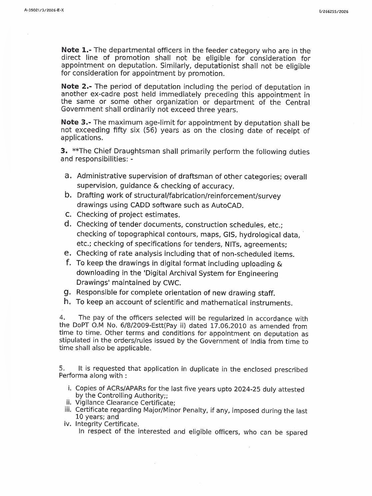 CWC Chief Draughtsman Recruitment 2026 Notification page 2