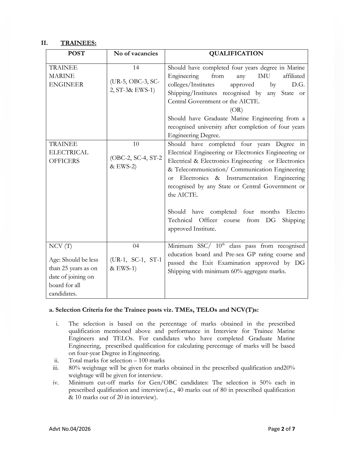 Dredging Corporation of India Recruitment 2026 Notification page 2