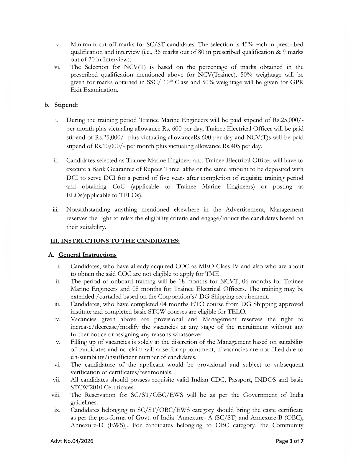 Dredging Corporation of India Recruitment 2026 Notification page 3