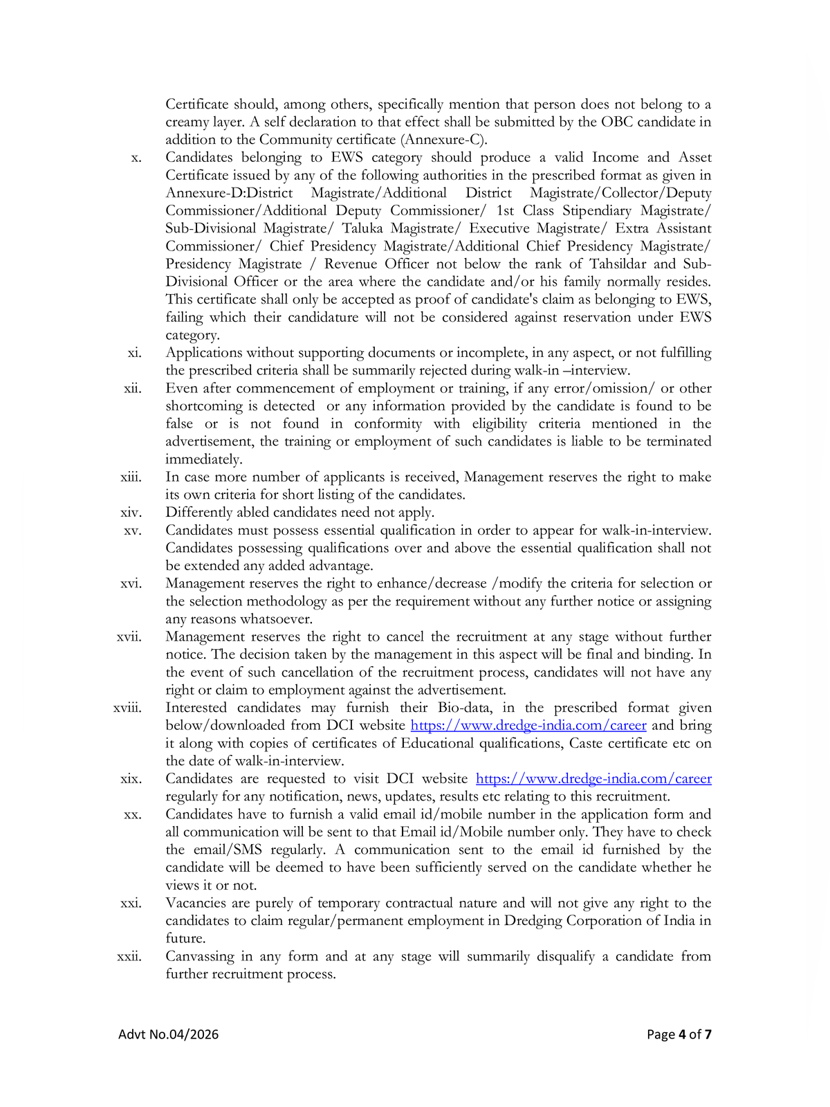Dredging Corporation of India Recruitment 2026 Notification page 4