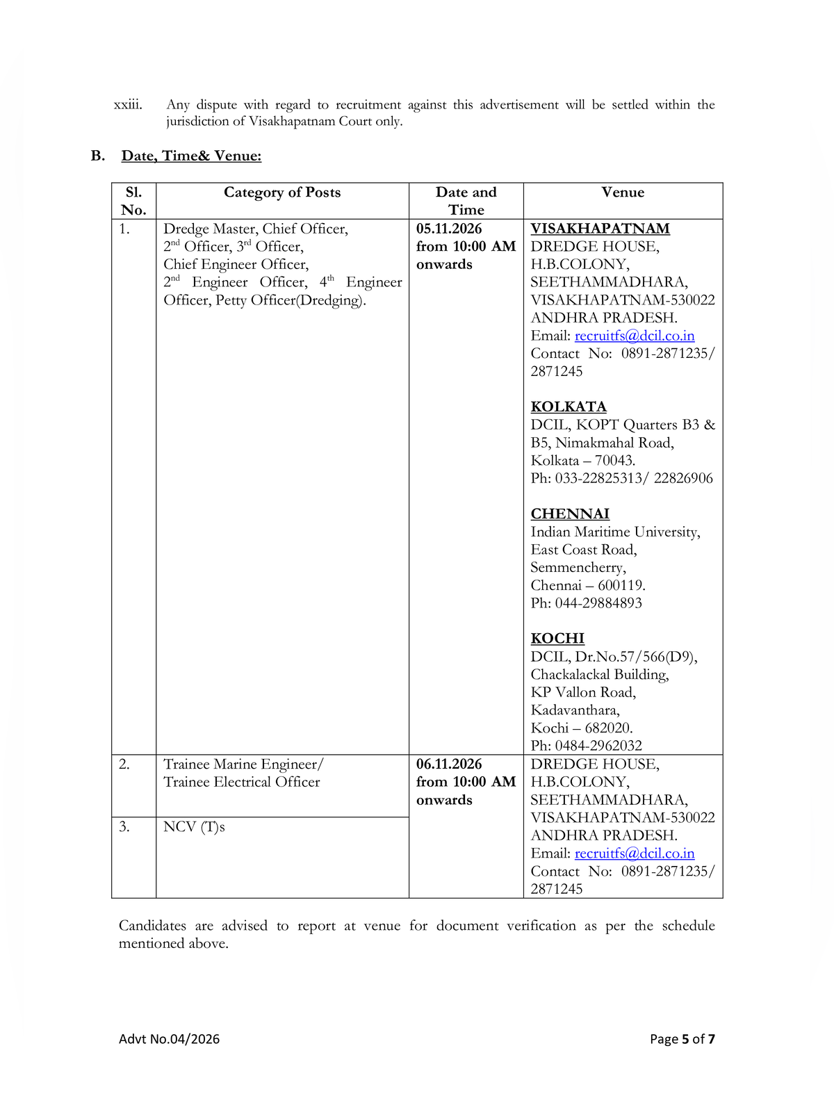 Dredging Corporation of India Recruitment 2026 Notification page 5