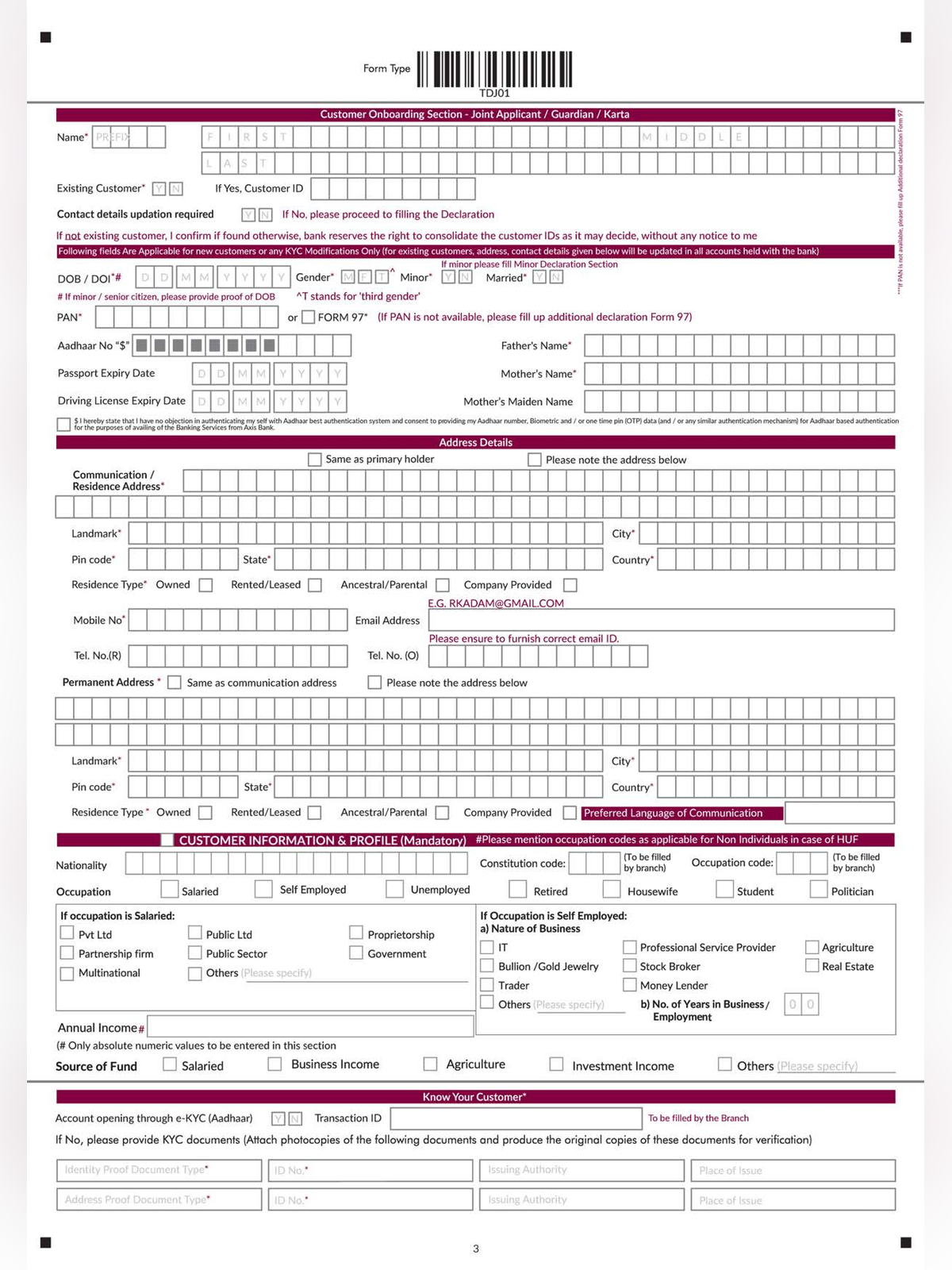 FD Closure Form Axis Bank page 3