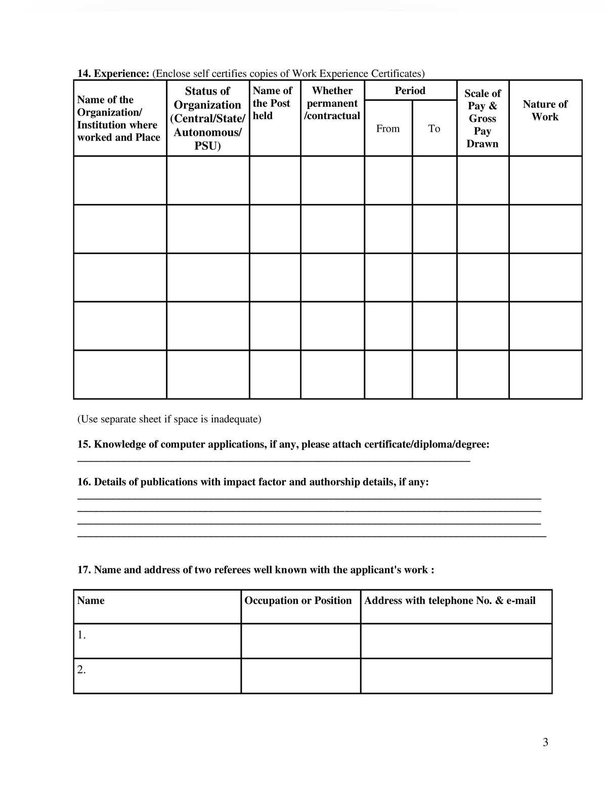 ICMR Application Form page 3