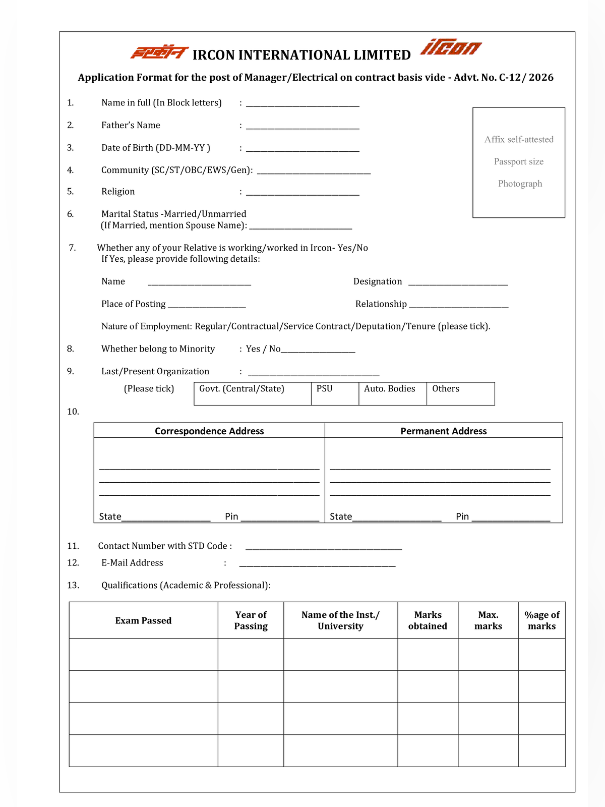 IRCON Manager Recruitment 2026 Notification page 4