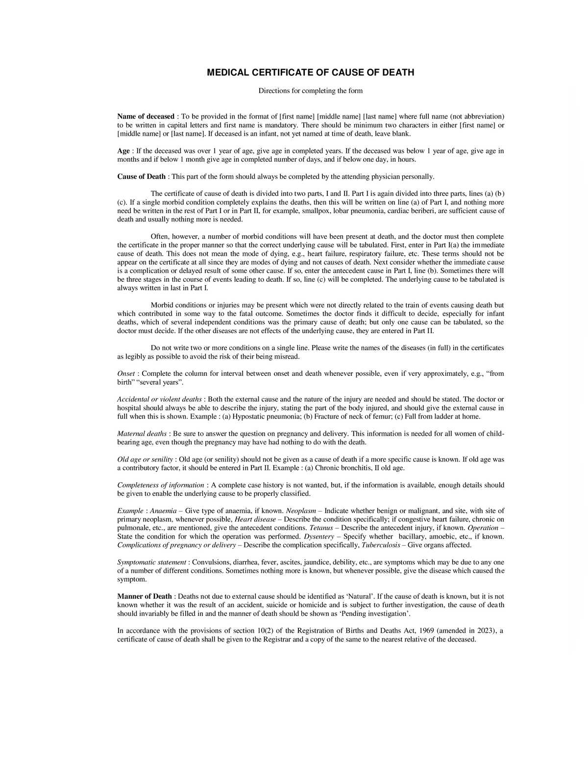 Death Report Form page 2