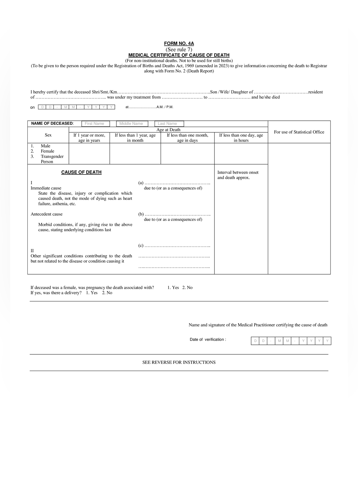 Death Report Form page 3