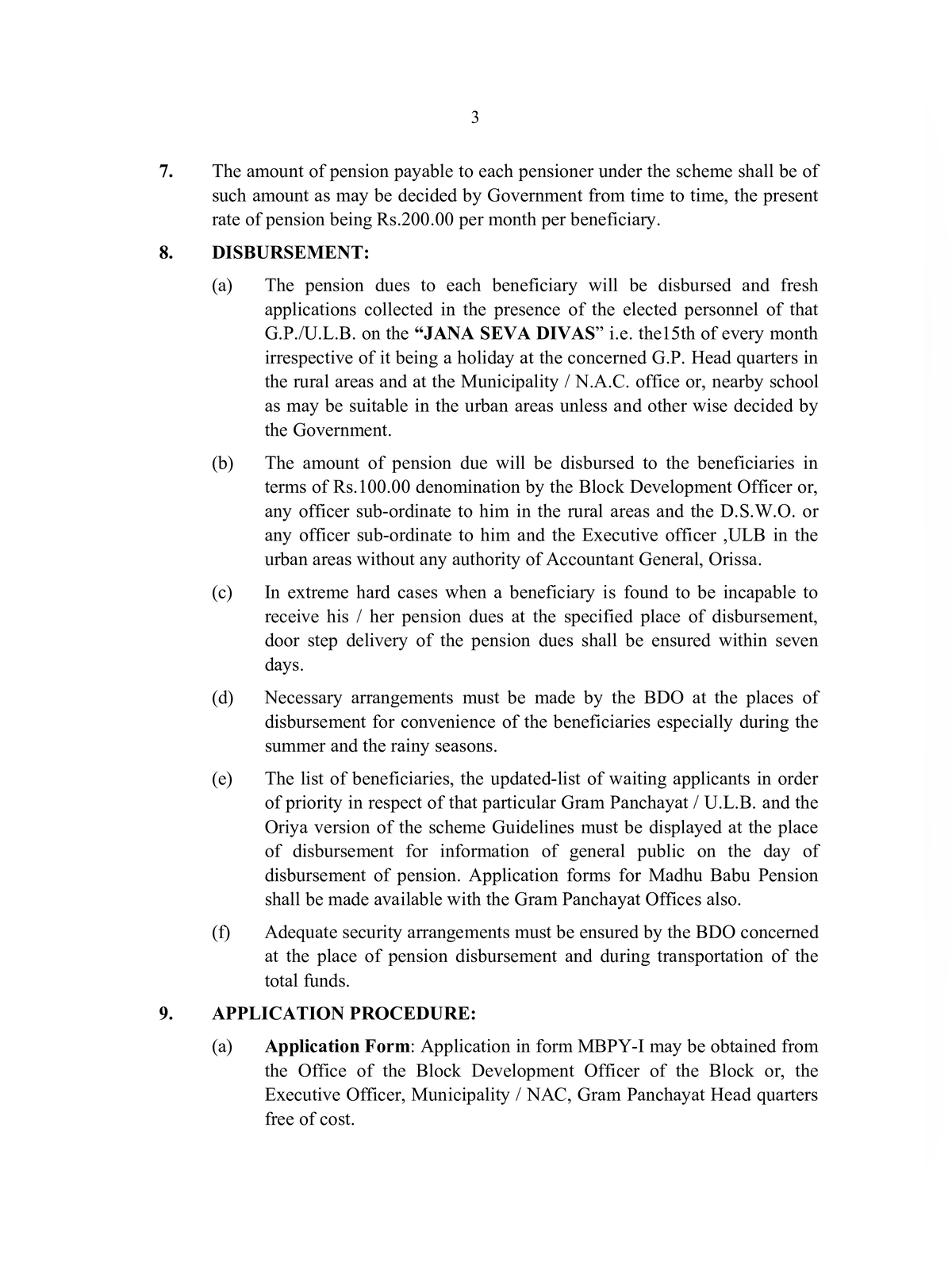 Madhu Babu Pension Yojana (MBPY) Guidelines Odisha page 3