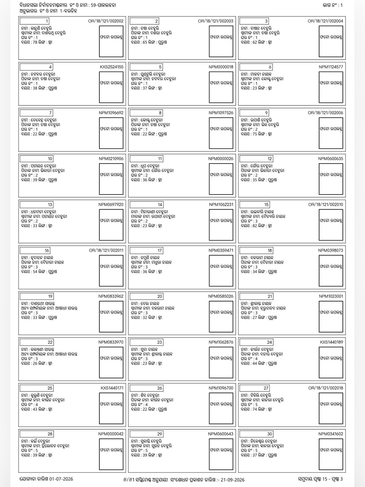 Odisha Voter List 2026 page 2