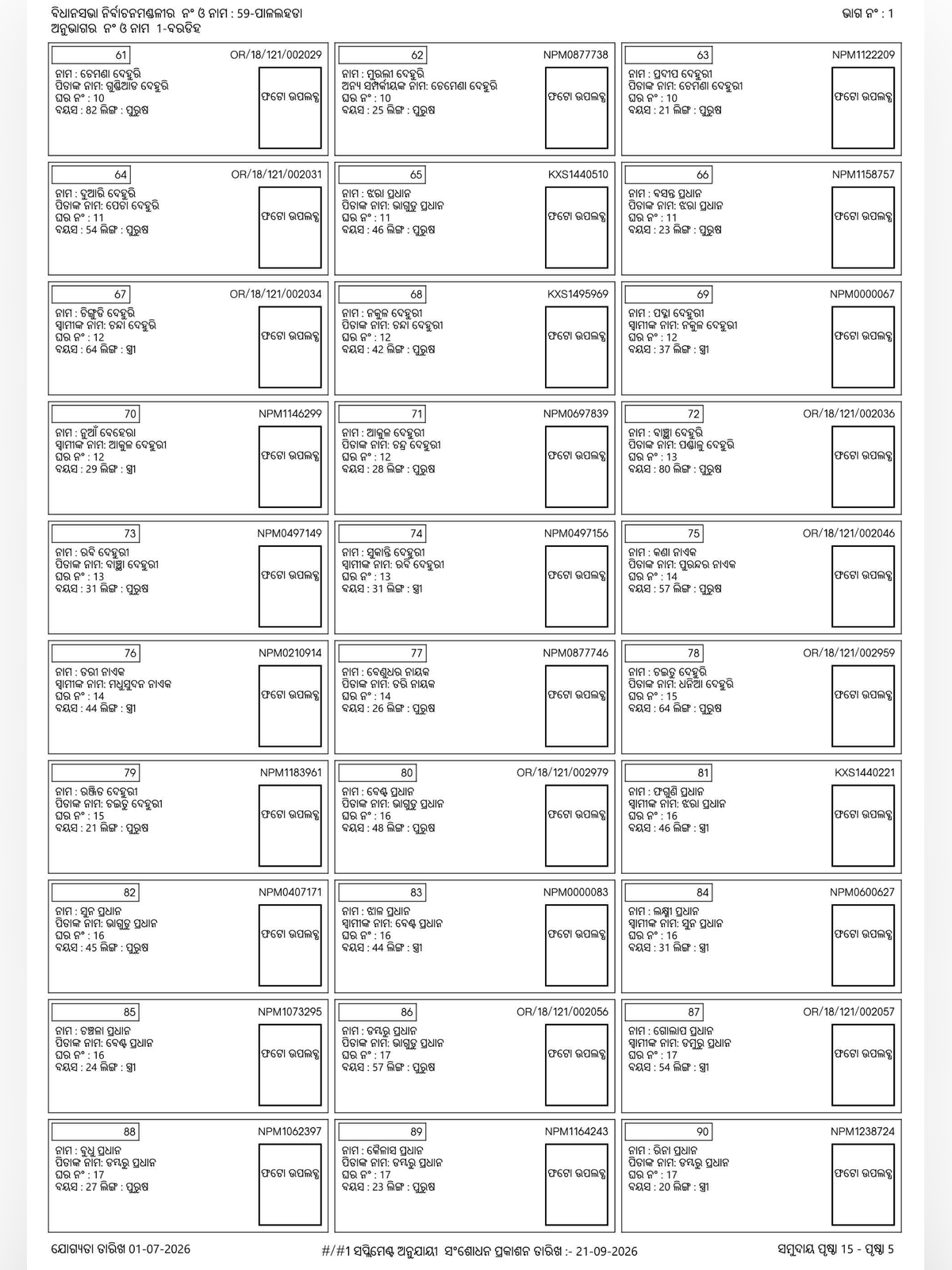 Odisha Voter List 2026 page 4