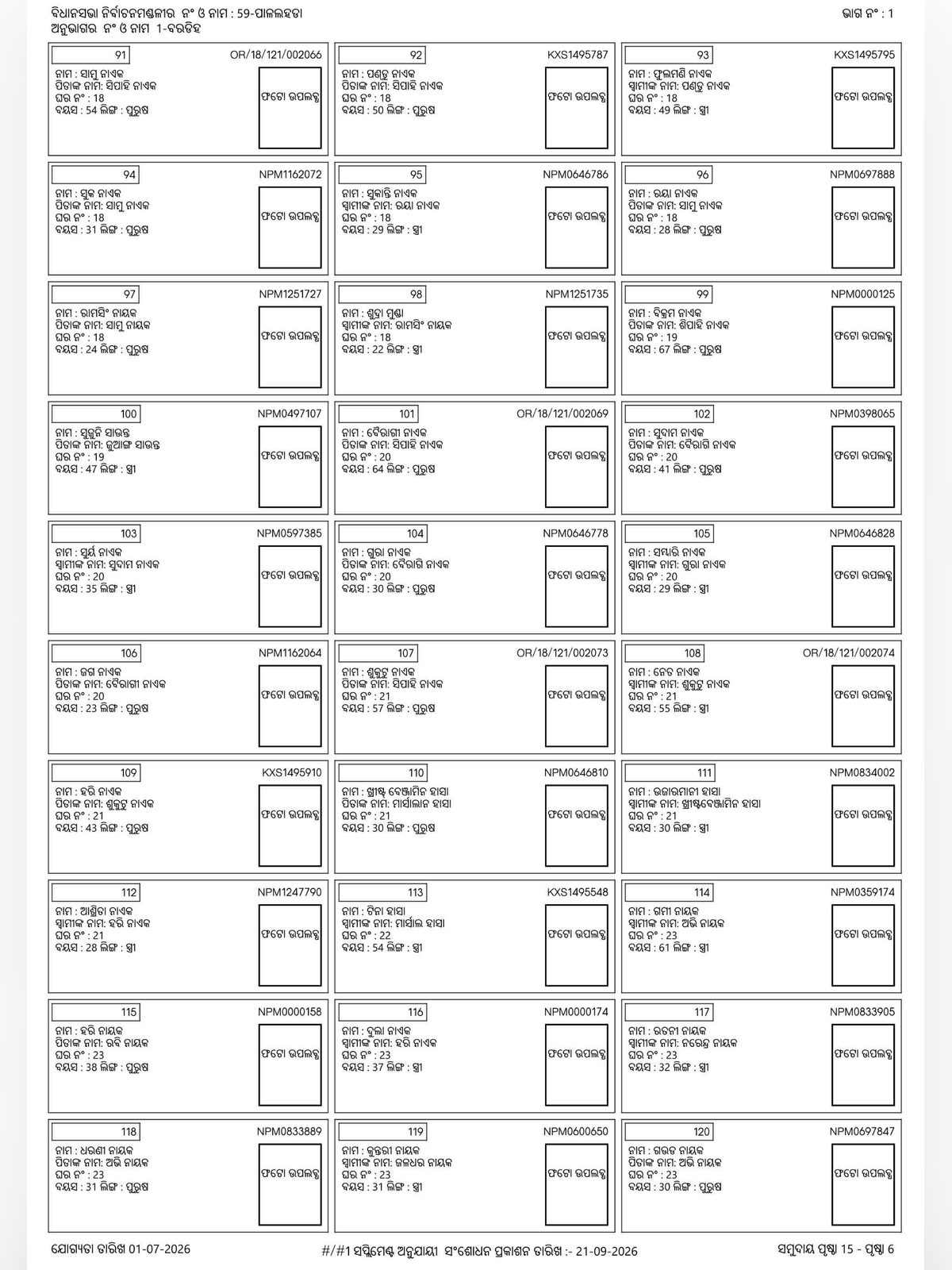 Odisha Voter List 2026 page 5