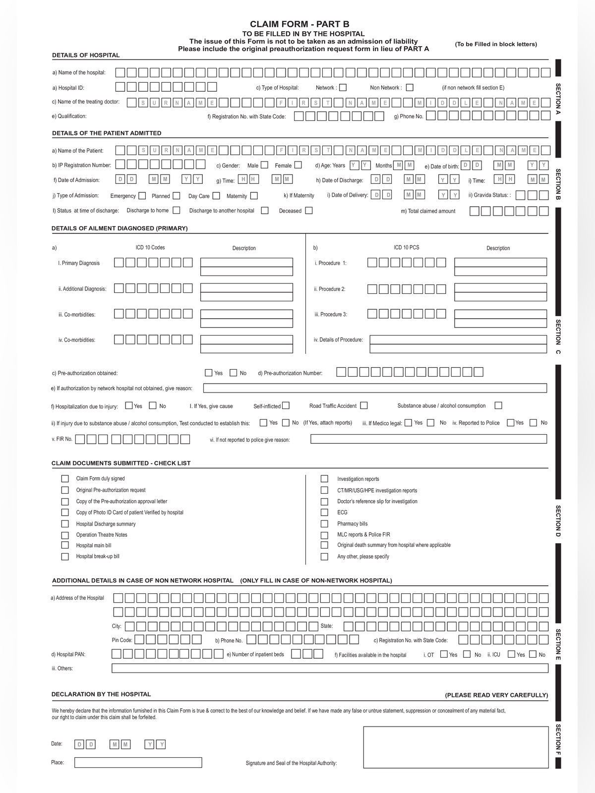 Reimbursement Claim Form Part A and B page 3