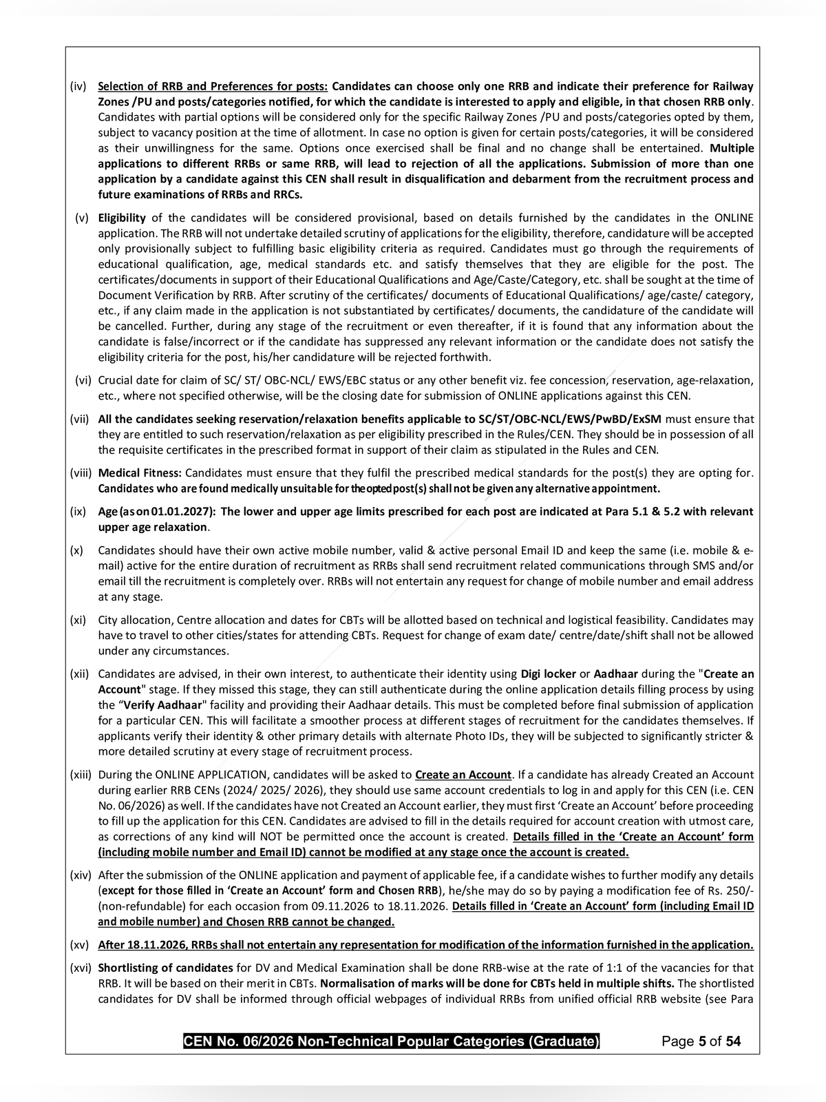 RRB NTPC Graduate Notification 2026 page 5