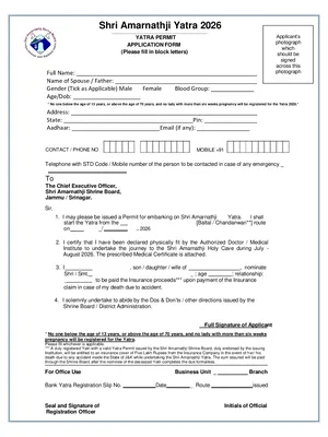 Amarnath Yatra 2026 Registration Form
