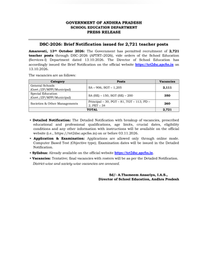 AP DSC Notification 2026 PDF 