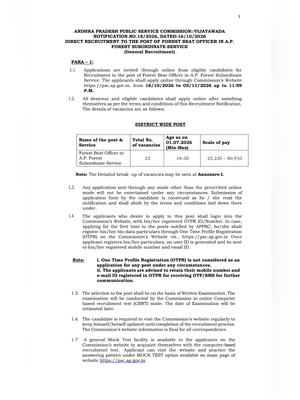 APPSC Forest Beat Officer Notification 2026 