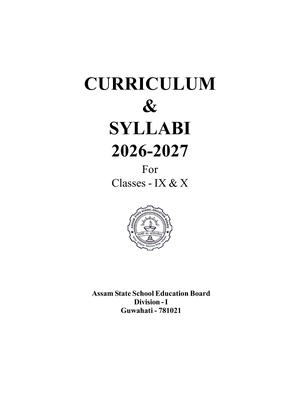 Assam HSLC Syllabus 2026 