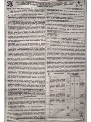 Assam Rifles Recruitment 2026 Notification English
