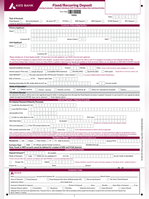Axis Bank FD (Fixed Deposit) Form