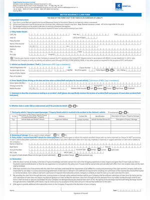 Bajaj Allianz Motor Insurance Claim Form 