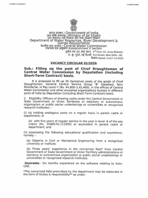 CWC Chief Draughtsman Recruitment 2026 Notification 