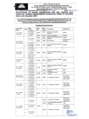 DSSSB TGT Exam (Calendar) Schedule 2026 English