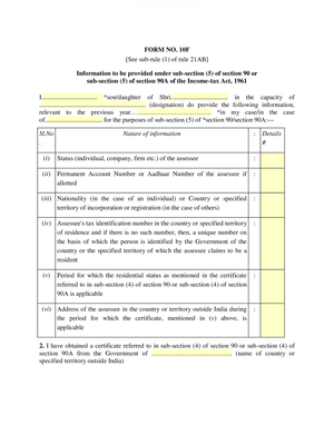 Form 10F Income Tax 