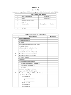 Form 124 Income Tax 