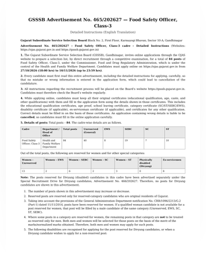 GSSSB Food Safety Officer Syllabus 2026 