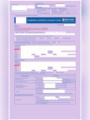 HDFC Address Change Form 