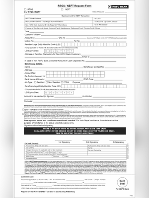 HDFC NEFT Form