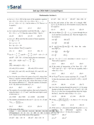 JEE Main Previous Year Question Paper 2026 English