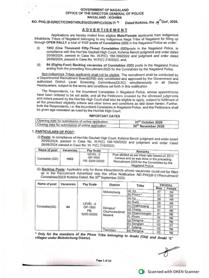 Nagaland Police Constable Recruitment 2026 Notification 