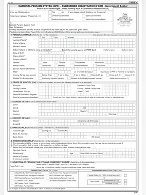 National Pension System (NPS) Form